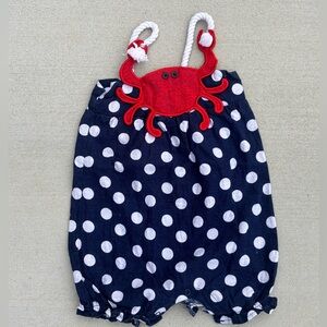 VGUC Mudpie Romper W/ Crab Appliqué size 9-12 m